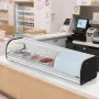 Sushi Display Case Refrigerator, 52L Commercial Sushi Case, 5-Pan Countertop Showcase with Curved Glass, LED Lighting, and Digit