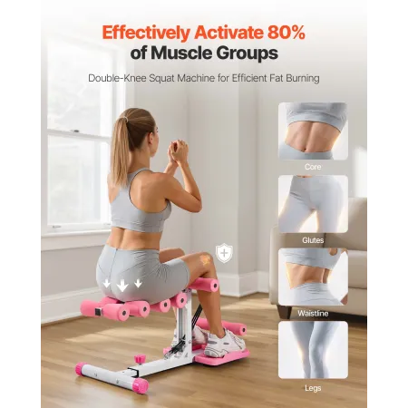 Deep Squat Machine, Adjustable Glutes Trainer Machine with 3 High-Strength Resistance Bands, Folding Core Leg & Glutes Exercise 