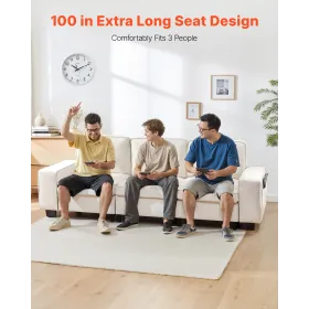 3 Steater Sofa, Modular Sectional Couch with Bottom Storage Space, Modern Comfy Cloud Sofa with Side Storage Pockets and Metal F