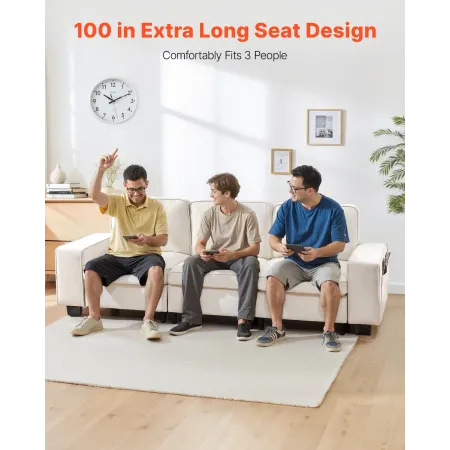 VEVOR 3 Steater sofa, modulær sektionssofa med opbevaringsplads i bunden, moderne komfortabel skysofa med sidelommer og M