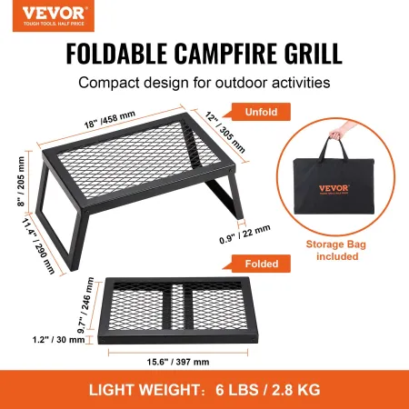 Foldning lejrbål grill bærbar camping brand pit stål udendørs