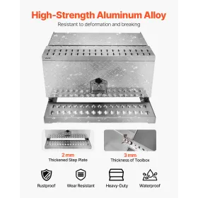 VEVOR Semi-Truck Step Tool Box, 760 x 750 x 400 mm Heavy Duty Aluminum Diamond Plate Toolbox, Waterproof Cab Entry Step Storage 