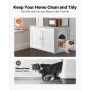Cat Litter Box Enclosure Furniture, 70 cm Hidden Litter Box Cabinet with Metal Legs & 2-Tier Storage Shelves, Waterproof Cat Was