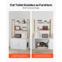 Cat Litter Box Enclosure Furniture, 70 cm Hidden Litter Box Cabinet with Metal Legs & 2-Tier Storage Shelves, Waterproof Cat Was