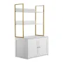 Cat Litter Box Enclosure Furniture, 70 cm Hidden Litter Box Cabinet with Metal Legs & 2-Tier Storage Shelves, Waterproof Cat Was