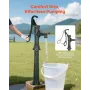 Well Hand Pitcher Pump, 20 ft Max Lift, Antique Cast Iron Manual Hand Water Pump with Heightening Base, NPT 1-1/4 in Connection,