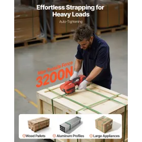 VEVOR elektrisk omsnøringsmaskine, 2 x 4000mAh batterier, automatisk omsnøringsværktøj med digitalt display til 9-16 mm bred