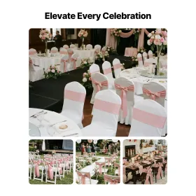 Satin Chair Sashes Bows, 100PCS Chair Ribbon Ties Back Sash, 7 x 108 inch, Rose Gold Wedding Reception Decoration, for Wedding C