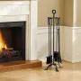 VEVOR Fireplace Tool Set, 5 PCS Fire Tool Set and Holder with Four-Prong Stand, Tongs, Ash Shovel, Brush, Fire Place Poker, Wrou