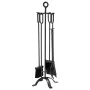 Fireplace Tool Set, 5 PCS Fire Tool Set and Holder with Four-Prong Stand, Tongs, Ash Shovel, Brush, Fire Place Poker, Wrought Ir