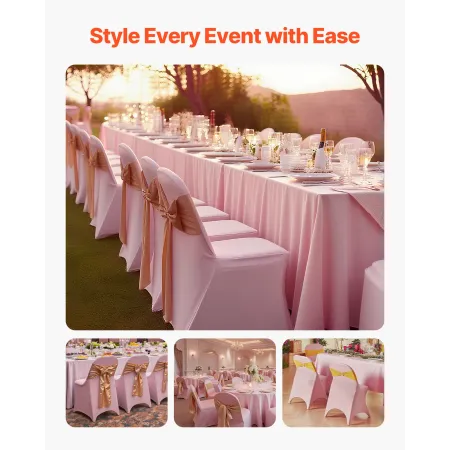 VEVOR 50 Pcs Pink Chair Covers, Polyester Spandex Chair Cover, Stretch Slipcovers for Wedding Party Dining Banquet Flat-Front Ch