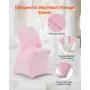 50 Pcs Pink Chair Covers, Polyester Spandex Chair Cover, Stretch Slipcovers for Wedding Party Dining Banquet Flat-Front Chair Co
