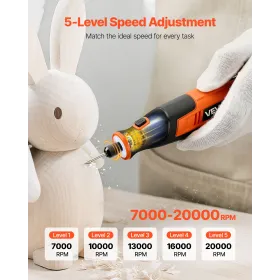 VEVOR 73-delt ledningsfrit roterende værktøjssæt, DC4V bærbart minimotordrevet roterende værktøj, 5-trins hastighed 7000-20000