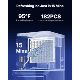 Commercial Ice Maker Machine - Head, 204 kg/Day Stainless Steel Ice Machine with Scheduled Ice-Making, Self-Cleaning, Adjustable