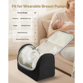 Wearable Breast Pump Bag, Breast Feeding Bag with Waterproof Mat, Fits for M5/M6, Pumping Accessories & Breastmilk Storage, Port