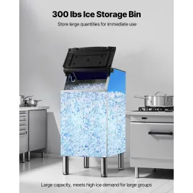 Commercial Ice Maker Storage Bin, 136 KG Capacity Ice-Bin, Stainless Steel Commercial Ice Storage Bin with Adjustable Anti-slip 