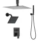 Shower Faucet Set, 254 mm Ceiling Mount Rainfall Shower System with 152 mm Wall Mount Head and 2 in 1 Handheld Spray, Rotatable 