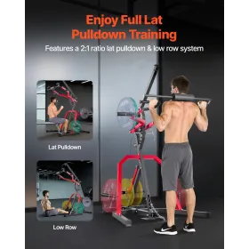 VEVOR Home Gym Udstyr, Leverage Gym med 2:1 Ratio LAT Low Row System, Styrketræningsmaskine til squats Dødløft Bench P
