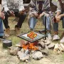 Drejelig lejrbål grill kraftigt stål åben ild madlavningsrist