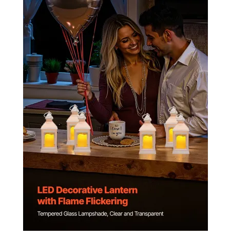 VEVOR 12 Pcs Decorative Candle Lantern, LED Electric Flameless Candle, Plastic LED Holder with Glass, Wall Hanging Indoor Porch 