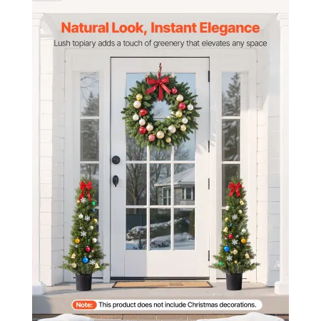 VEVOR Artificial Topiary Cedar Trees, 2 Set 914mm Faux Pine Shrubs Plants, Fake Silk Tree Look Real, Easy Assembly for Decor Fro