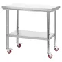 VEVOR Stainless Steel Table, 60 x 90 cm Food Prep Worktable with Wheels, Kitchen Prep Table with Adjustable Undershelf Workstati