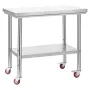 VEVOR Stainless Steel Table, 60 x 90 cm Food Prep Worktable with Wheels, Kitchen Prep Table with Adjustable Undershelf Workstati