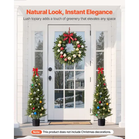 VEVOR kunstige topiary cedertræer, 2 sæt 1219 mm kunstige fyrrebuske planter, falsk silketræ ser ægte ud, nem montering til