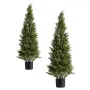 Artificial Topiary Cedar Trees, 2 Set 1219mm Faux Pine Shrubs Plants, Fake Silk Tree Look Real, Easy Assembly for Decor Front Po