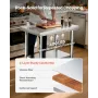 VEVOR Stainless Steel Table, 60 x 76 cm Food Prep Worktable with Wheels, Kitchen Prep Table with Adjustable Undershelf Workstati