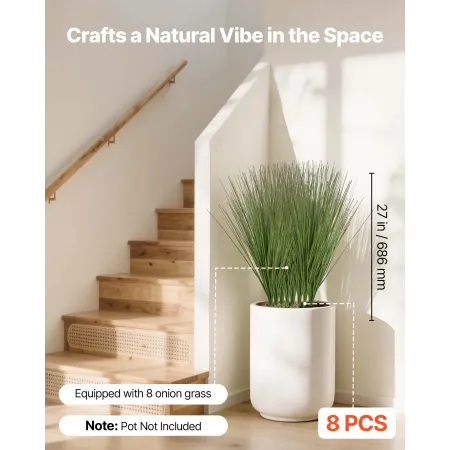 VEVOR kunstgræsplante, 686 mm imiteret løggræs, falske grønne buske, premium PVC til indendørs udendørs hus Home Garde