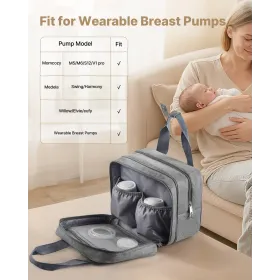 VEVOR bærbar brystpumpetaske, ammetaske med ispose, passer til M5/M6, pumpetilbehør og opbevaring af modermælk, portvin