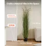 VEVOR Artificial Grass Plant, 2 Pack 1499mm Horsetail Reed Grass in Pot, Premium PVC Faux Fake Greenery Shrubs Plant for Indoor 