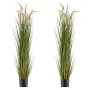 Artificial Grass Plant, 2 Pack 1499mm Horsetail Reed Grass in Pot, Premium PVC Faux Fake Greenery Shrubs Plant for Indoor Outdoo