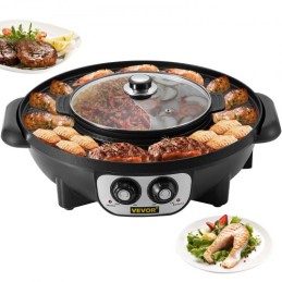 2 i 1 elektrisk grill og varm gryde, 2200W BBQ pan grill og varm gryde, multifunktionel teppanyaki grillpotte med dobbelt temp