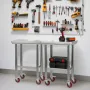 rustfrit stålbord, 61 x 45 cm Food Prep Arbejdsbord med hjul