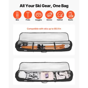 VEVOR Snowboard Bag, Up to 65 in/165 cm, Padded Skis & Snowboards Bag for Air Travel, 600D Waterproof Oxford Fabric, with Adjust
