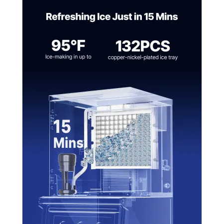 Commercial Ice Maker Machine - Head, 136 kg/Day Stainless Steel Ice Machine with Scheduled Ice-Making, Self-Cleaning, Adjustable