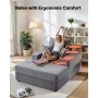 Chaise Lounge Chair, 1115 mm Boneless Modular Chaise Lounge Indoor, Oversized Corduroy Reading Chair with Throw Pillows & Armres