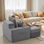 Chaise Lounge Chair, 1115 mm Boneless Modular Chaise Lounge Indoor, Oversized Corduroy Reading Chair with Throw Pillows & Armres