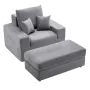 Chaise Lounge Chair, 1115 mm Boneless Modular Chaise Lounge Indoor, Oversized Corduroy Reading Chair with Throw Pillows & Armres
