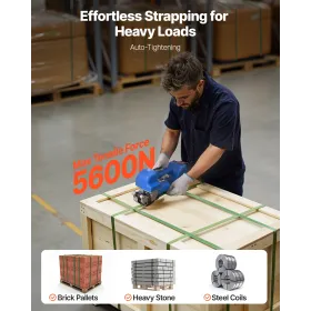 VEVOR Elektrisk omsnøringsmaskine, 2 x 4000mAh batterier, automatisk omsnøringsværktøj med digitalt display til 10-19 mm bred