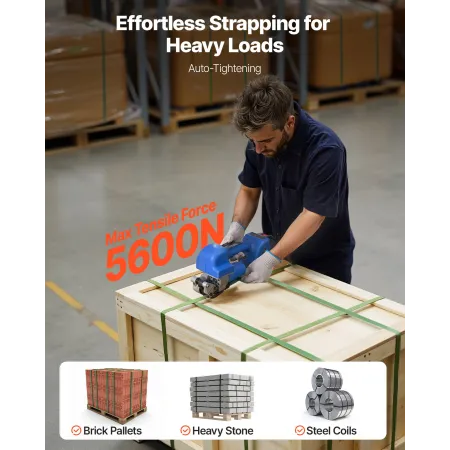 VEVOR Elektrisk omsnøringsmaskine, 2 x 4000mAh batterier, automatisk omsnøringsværktøj med digitalt display til 10-19 mm bred