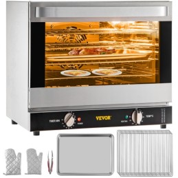 Commercial Convection Oven, 66L/60Qt, Half-Size Conventional Oven Countertop, 2800W 4-Tier Toaster w/ Front Glass Door,