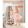 VEVOR 360° drejeligt smykkeskab, 1550 mm højt, fuldlængde spejl med opbevaring, stående, drejeligt smykkearrangement,