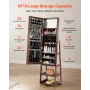 360° drejeligt smykkeskab, 1550 mm højt, fuldlængde spejl med