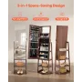 360° drejeligt smykkeskab, 1550 mm højt, fuldlængde spejl med