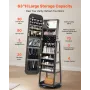 VEVOR 360° drejeligt smykkeskab, 1600 mm højt, fuldlængde spejl med opbevaring, stående, drejeligt smykkearrangement,