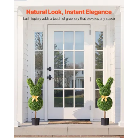 Artificial Topiary Bunny-Shape Boxwood Ball, 2 Set 914mm Faux Boxwood Plant Balls, Fake Silk Tree Look Real, Easy Assembly for D