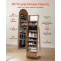VEVOR 360° Swivel Jewelry Cabinet, 1655 mm Tall, Full-Length Mirror with Storage, Standing Rotatable Jewelry Armoire Organizer, 